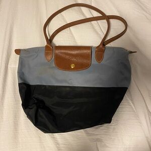 Longchamp Stylish Black and Gray Tote Bag